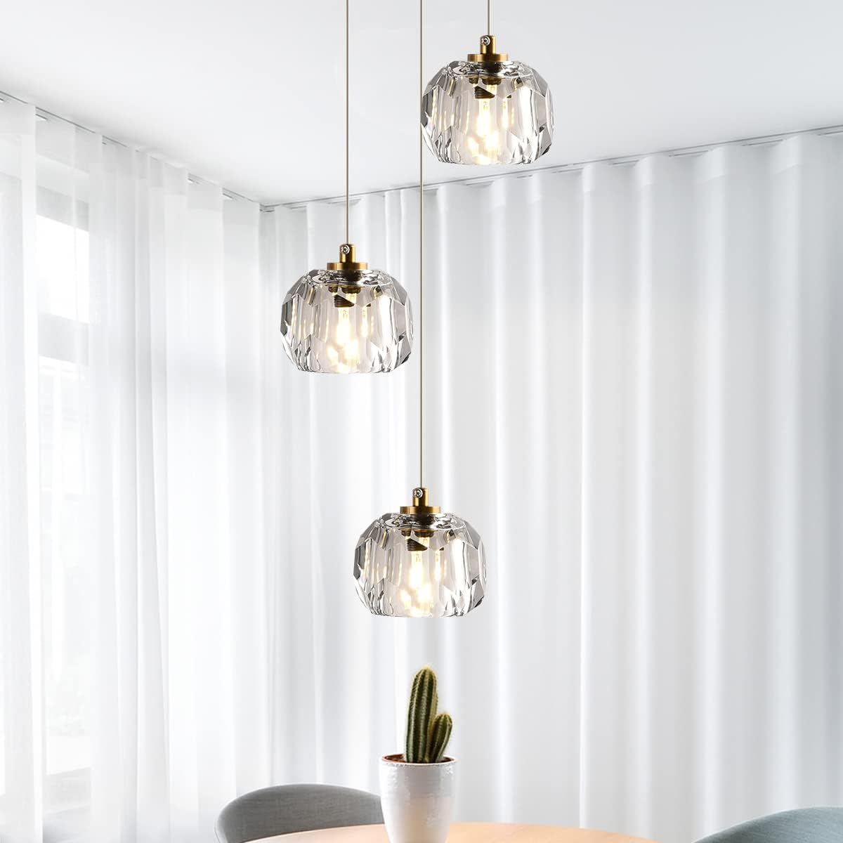 Modern Brass Raindrop Pendant Light with Luxury Crystal Ceiling Lamp