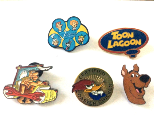 2002 Universal Studios Lot of 5 Toon Lagoon Pins Spin Feet Flintstones Scooby - Picture 11 of 11