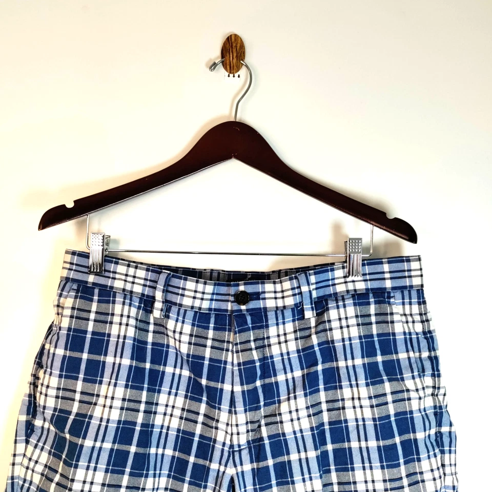 Pantalones Cortos de Viaje Banana Republic Azul 32 Cuadros Preppy Atléticos Golf Resort Playa Foto 2 de 4