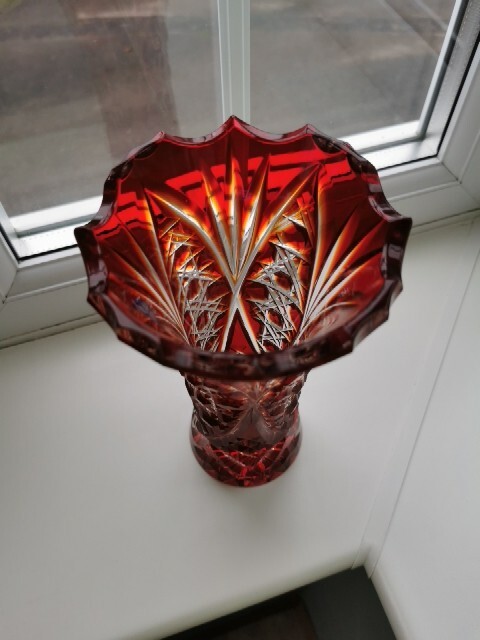 Russian GUSEVSKY GUS KHRUSTALNY 24% LEAD CRYSTAL Red CUT To Clear