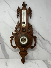 Antique Hand Carved French Wall Barometernot Thermometer Not Working 