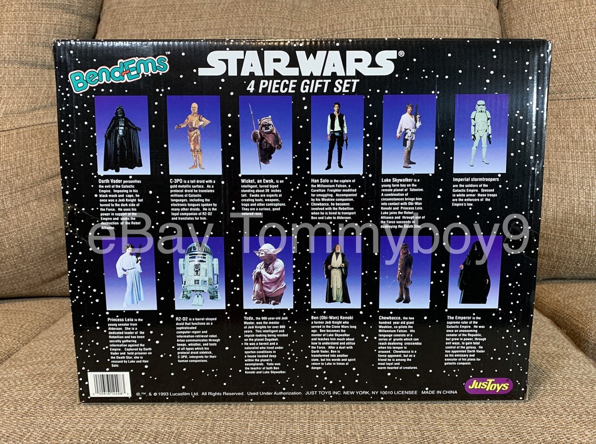 VINTAGE STAR WARS Bend-Ems 4 Piece Gift Set JusToys Bendable 1993