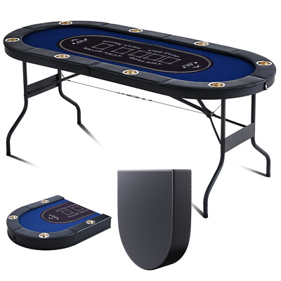 Uimoso 8 Player Oval Foldable Poker Table Casino Blackjack Texa Holdem Table 72''