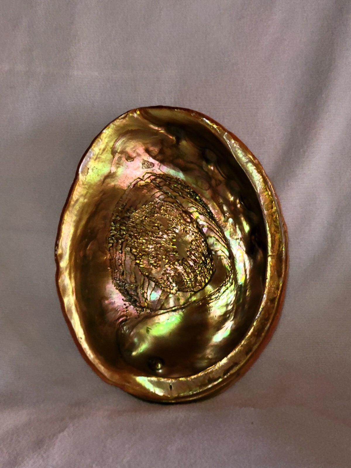 MCM  Red Abalone Ashtray Seashell Trinket Bowl Amber Lucite Tripod Feet 1960-70