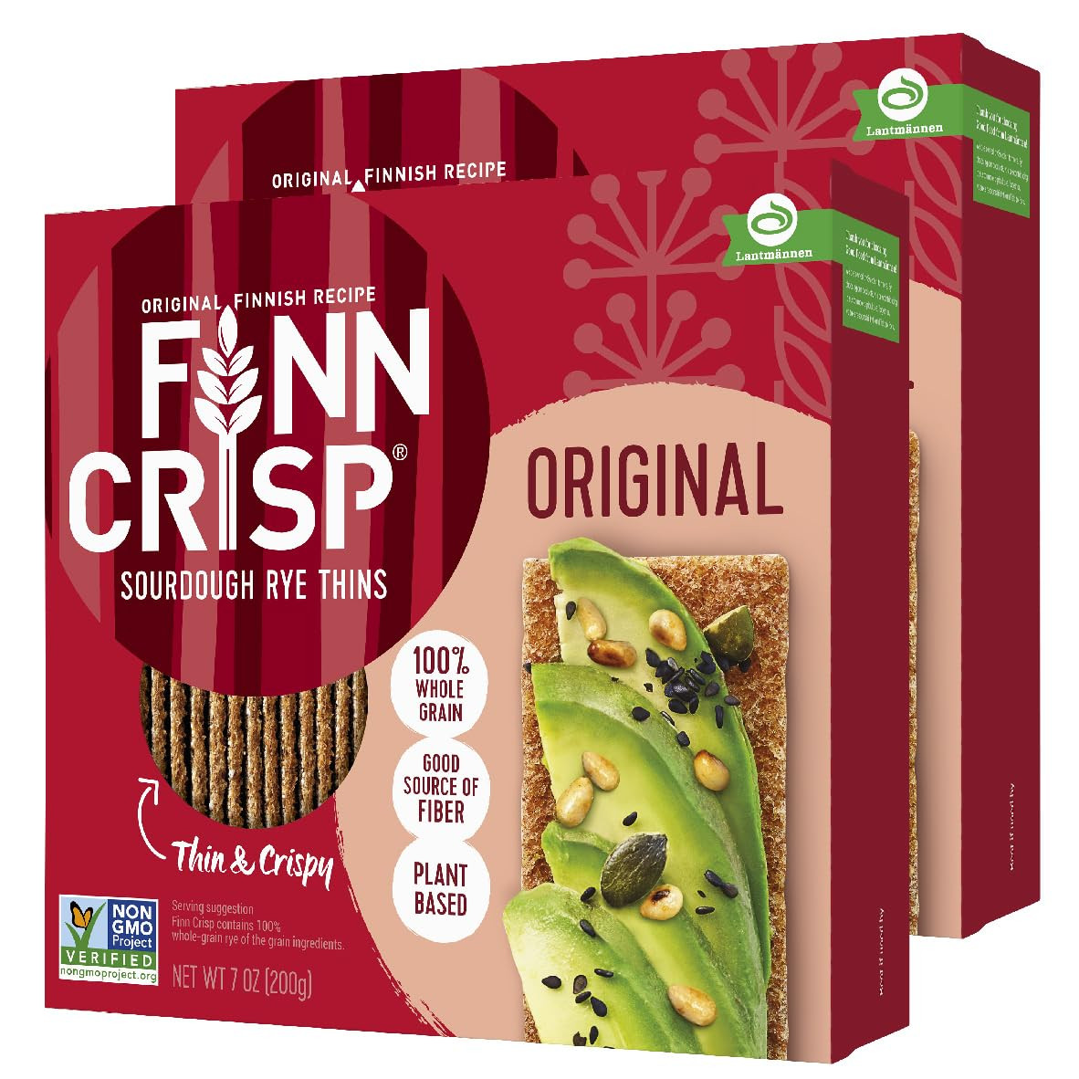 Оригинальные ржаные хрустящие хлебцы Finn Crisps, 7 унций | Тонкие, хрустящие ржаные лепешки-крекеры |