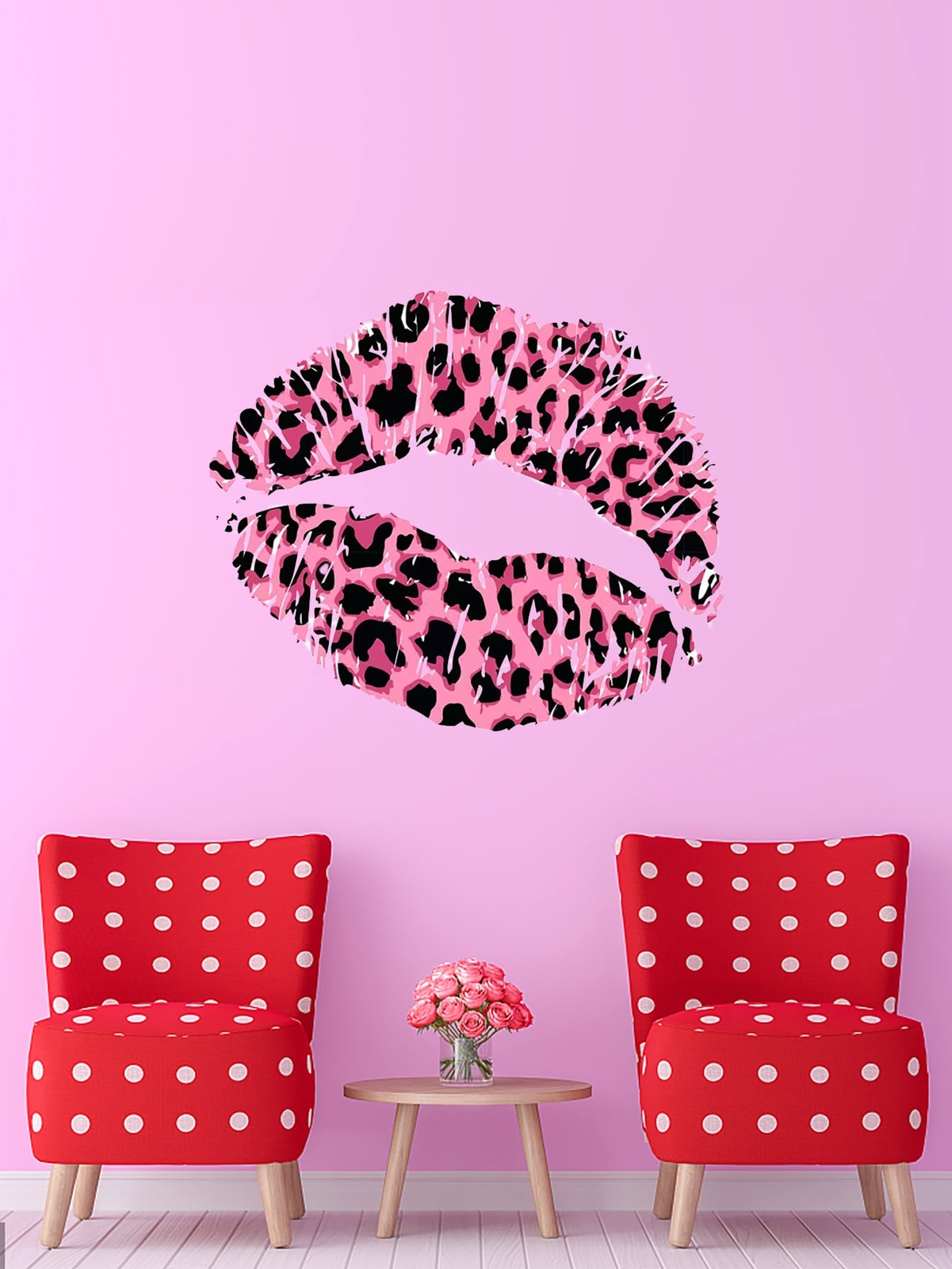 Leopard Lip Print Wall Sticker Removable Peel and Stick Wall Art Decor Decal Mural