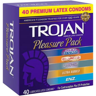 trojan pleasure pack premium lubricated latex condoms 40 count EINSEO Automatic Sucking Male Masturbators main image 1