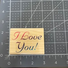 I Love You Word Phrase Valentine's Day Wood Rubber Stamp 5278 Inkadinksdo