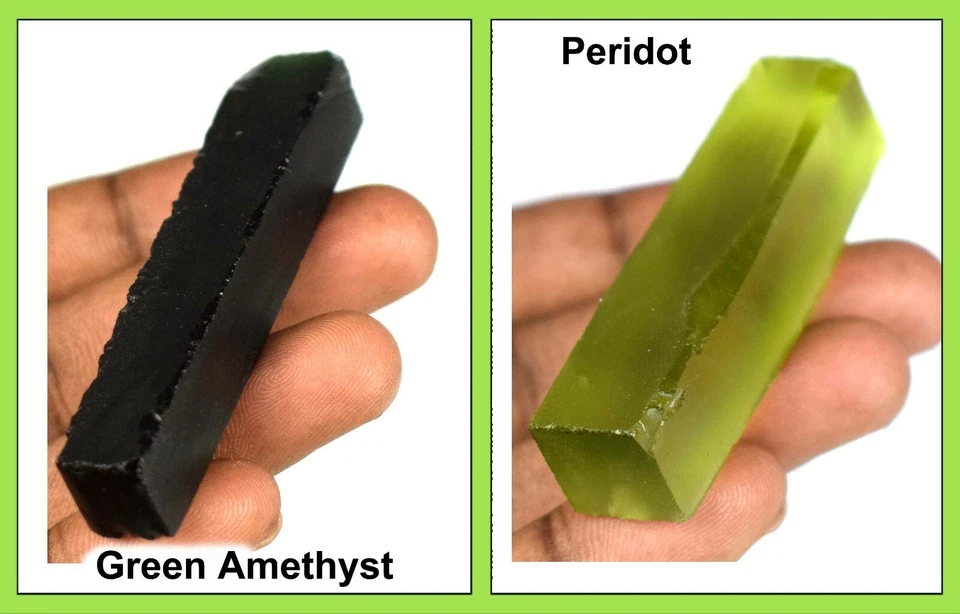 Par áspero de piedras preciosas de amatista verde y peridoto de 180 quilates certificado AD646 Foto 2 de 4