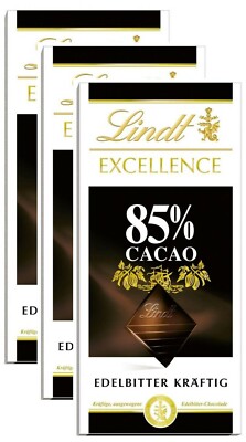 Lindt Excellence Edelbitter 85% Cacao - Schokolade - 3 Tafeln je 100 Gramm