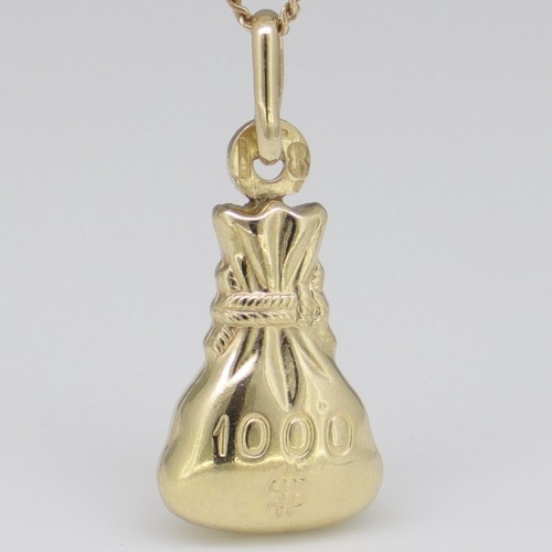 Yellow Gold LUCKY MONEY BAG CHARM Guaranteed Genuine 9ct 9k Gold - Foto 6 di 10