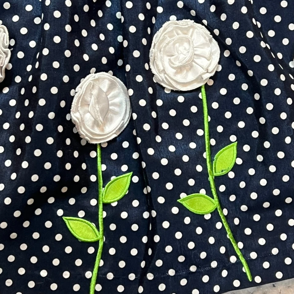 Vestido Princesa Americana Niña 6 Azul Marino Blanco Lunares Flor Puff Vestido Sin Mangas Foto 2 de 4