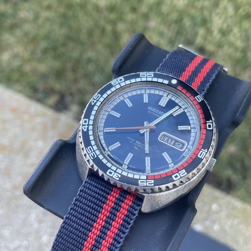 Vintage Seiko RALLYE 42mm Automatic Watch Blue Dial w/ Orange Hand 7006-8030 - Picture 13 of 17