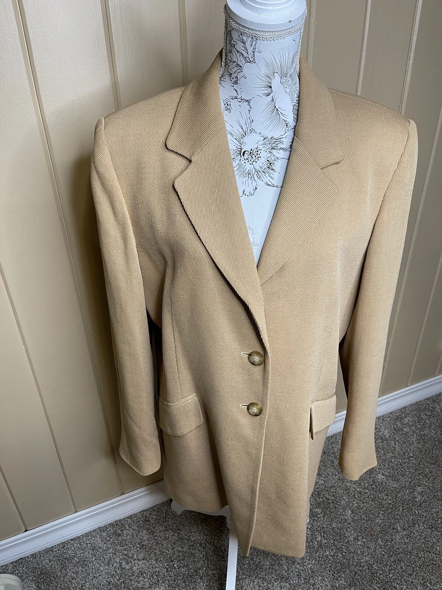 VINTAGE Jones New York Blazer Jacket Women s Camel 3 Button Size Large