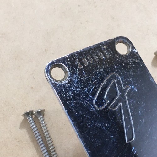 Vintage Fender Neck Plate 1966 Real Aged Chrome Fullerton Era Made in USA Rare - Picture 14 of 14
