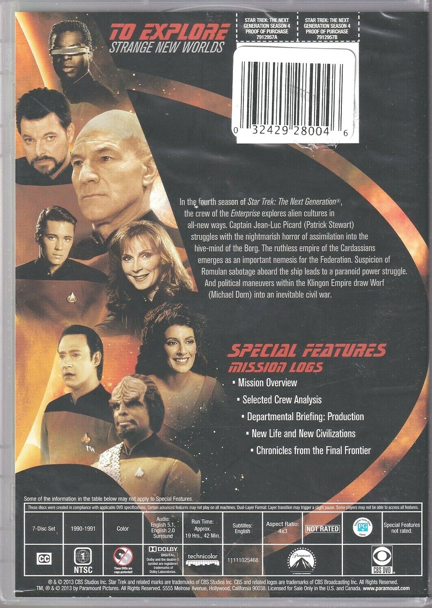 STAR TREK: THE NEXT GENERATION - Season 4 (DVD 2013 7-Disc Set