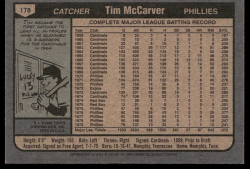 Tim McCarver 2001 Topps Archives #157 Philadelphia Phillies - Picture 2 of 2