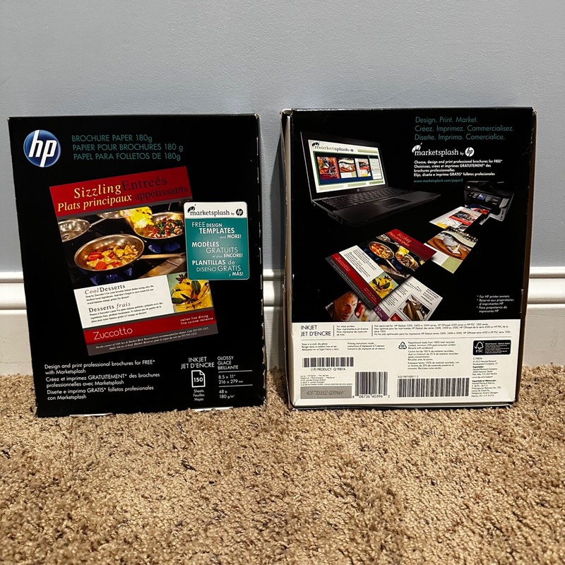 195 Sheets HP Double Sided Glossy Brochure Flyer Paper Size 8.5x11" 180g Inkjet