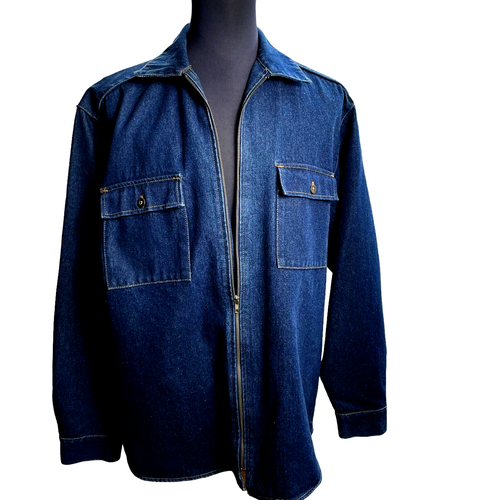 Vintage Smarter Clothing Denim Coverall Jacket Size XL Zip front Chest pockets - Picture 9 of 12