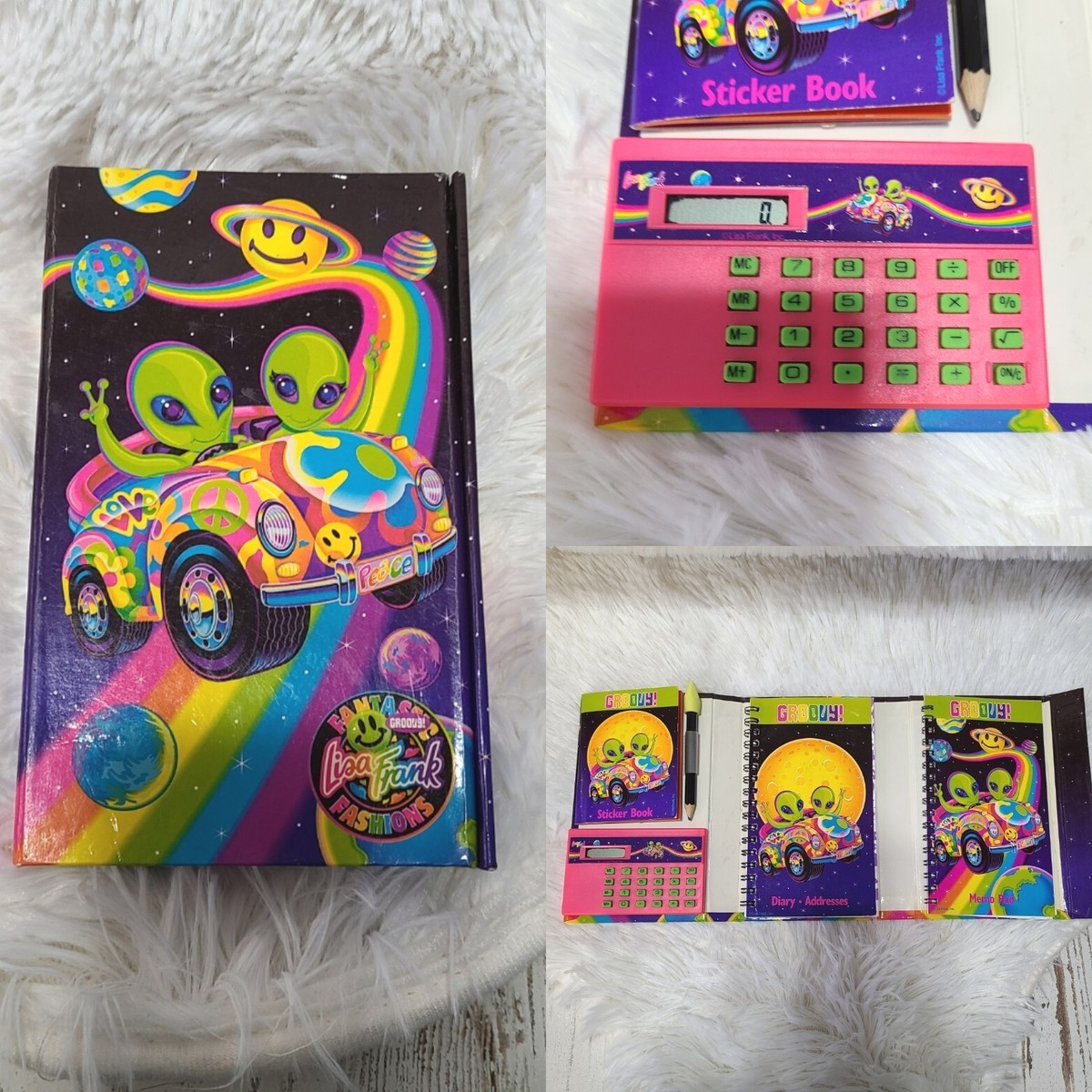 Vintage Lisa Frank Groovy Aliens Tri Fold Planner Organizer