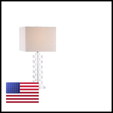 Jonathan Y 28 Clear Geometric Stacked Crystal Table Lamp Modern Glam Bedside