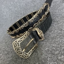 VTG Brighton Croc Women s M Print Metal Concho Filagree Border Accent Buckle