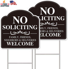 No Soliciting Sign for House, No Soliciting Yard Sign, 2-Pack 12"X12" Double-Sid