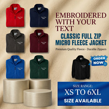 Personalised Uneek Fleece Jacket Custom Embroidered Text Logo Workwear  Unisex