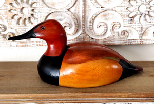 Vintage Carved Wooden Duck By Marlene Tremblay