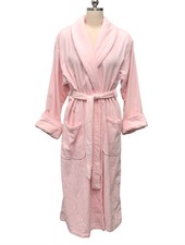 VTG Laura Ashley Cotton Long Bath Robe Heavyweight Pastel Pink Read Sz O/S