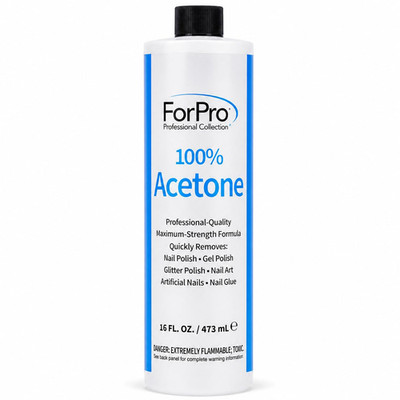 100% Pure Acetone, 16 Fl. Oz. Professional Nail Polish Remover for Natural, Arti