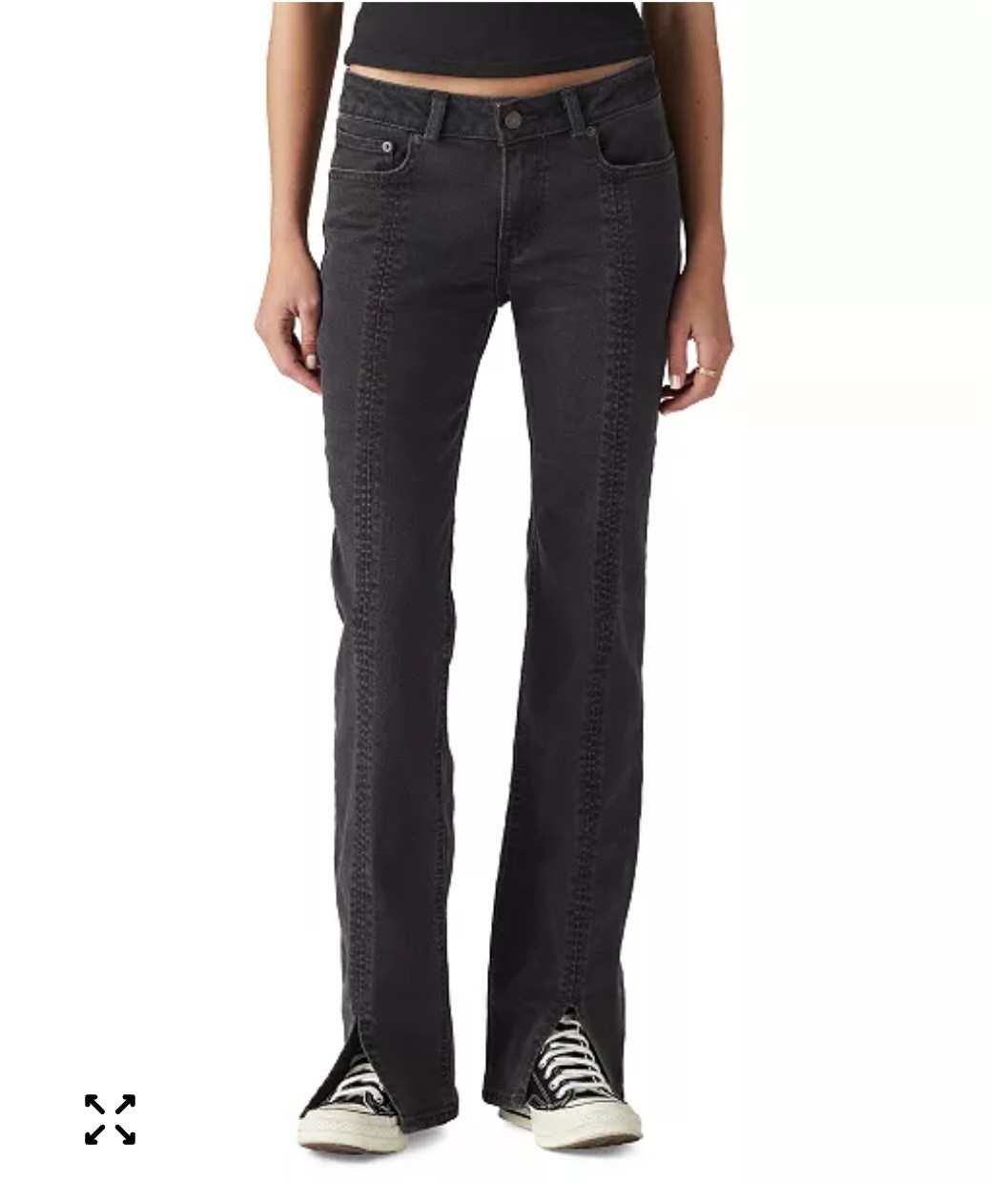 Levi&rsquo;s Seamed Super Low Bootcut Jean Women 32 Black Low Rise Stretch Flare