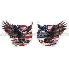 American Bald Eagle Sticker Flag Usa Vinyl Decal Window 2 Pack J