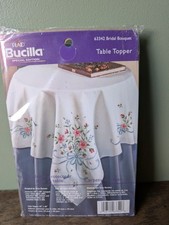 Bucilla 63342 Special Edition Bridal Bouquet Table Topper Cross Stitch Kit NEW