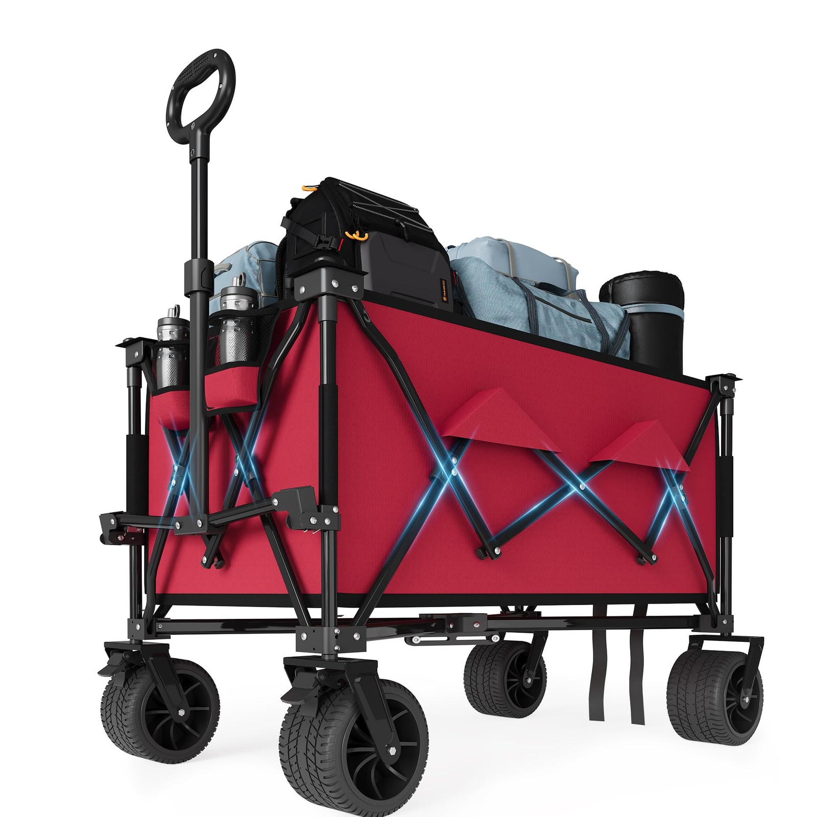 35" Foldable Wagon for Beach with 350lbs Weight Capacity, He