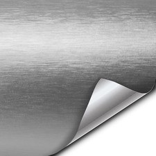 Silver Brushed Aluminum Vinyl Wrap Sticker Decal Film Sheet - 1ft X 5ft Silver Brushed Aluminum Vinyl Wrap Sticker Decal Film Sheet - 1ft X 5ft