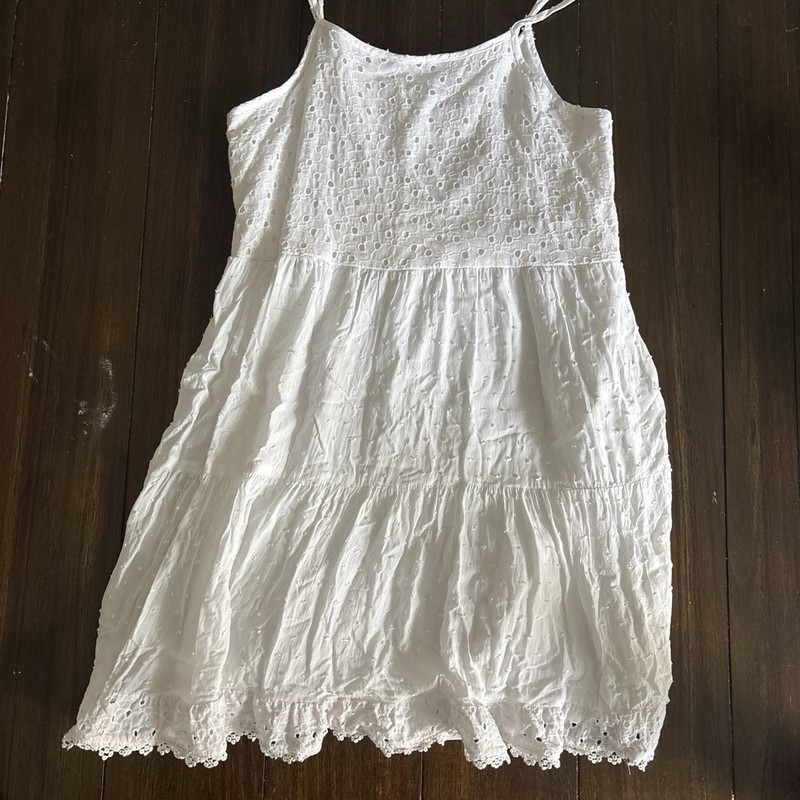 Art Class Women's White Eyelet Lace Scoop Neck Spaghetti Strap Sundress 10