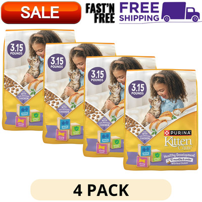(4 Pack) Purina Kitten Chow Healthy Development Dry Cat Food Chicken 3.15 lb