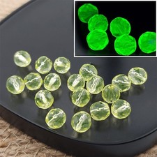 20pcs Vaseline Uranium 8MM Glass Beads UV Light Reactive Firepolish Czech nr