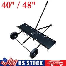 40"/48" Spring Tine Tow Behind Dethatcher Steel Garden ATV Tractor Lawn Sweeping