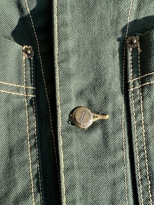 Vtg 1993 Karl Kani Forest Green Denim Chore Jacket Shirt Tupac Hip