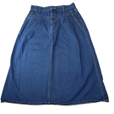 VTG Lee USA Denim Maxi Skirt High Rise Pleated Western Ranch Fits 8-10