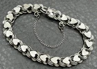 VTG Sterling Silver Starter Charm Bracelet Heart Triple Ring Links Chain 18.8g