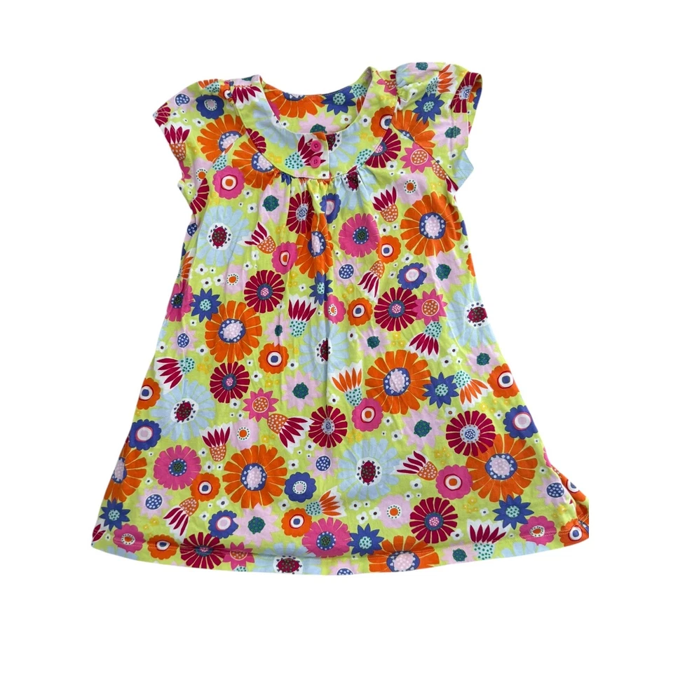 Hanna Andersson Floral Print Short Sleeve Cotton Dress Girls Size 5-6 110 - Image 2 of 4