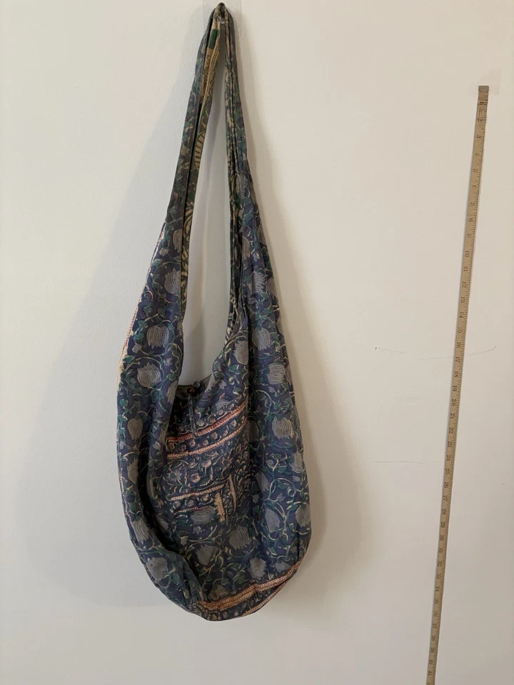 Boho Hippie Crossbody Festival Sling Bag - Reversible Floral Handmade in Nepal - Image 4 of 4