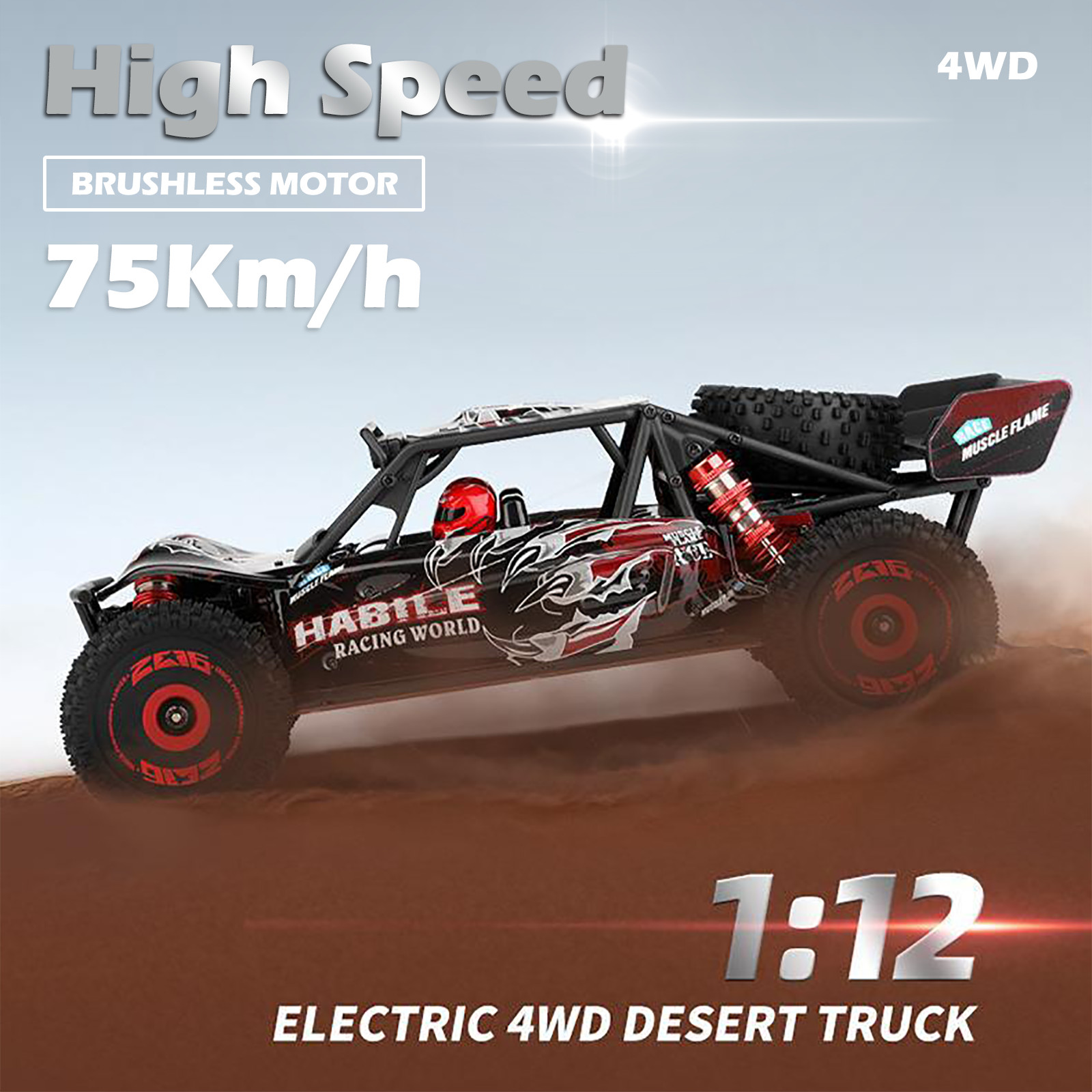 WLtoys 124016V2 1:12 Brushless RC Car,Max75KM/H High-Speed Off-Road RC Buggy Car