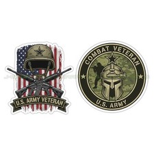 U.s. Army Combat Veteran Military Vinyl Decal Sticker 2 Pack B
