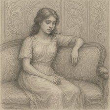 Divano ragazza donna dipinto quadro olio disegno donna arte stampa artistica