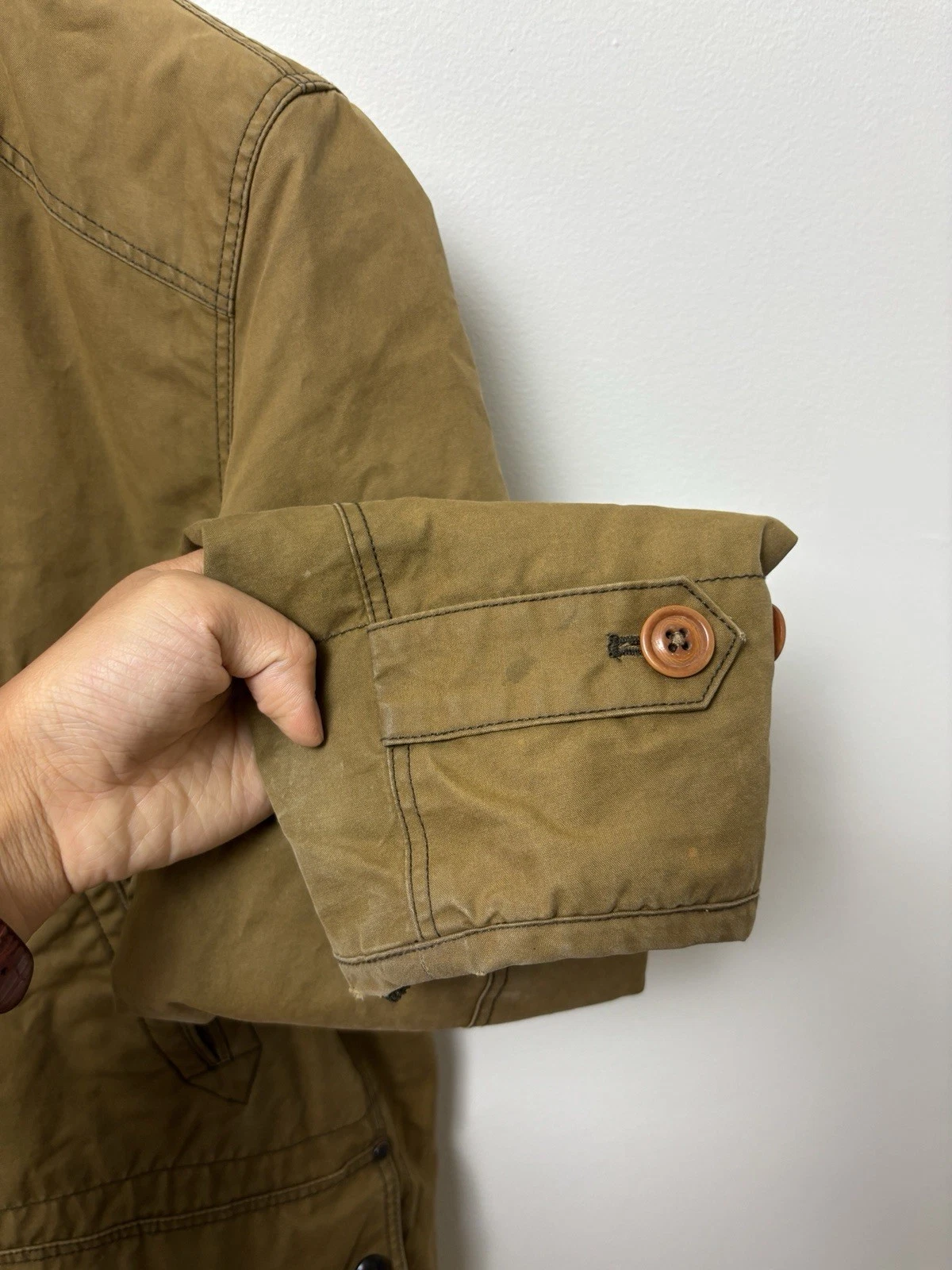 J Crew Jacket Mens M Brown Tan Woodland Military Field Barn Coat Lobster Fireman - product detail image 3