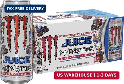 Monster Energy Juice Strawberry Lemonade, Energy + Juice, Energy Drink, 16 Ounce